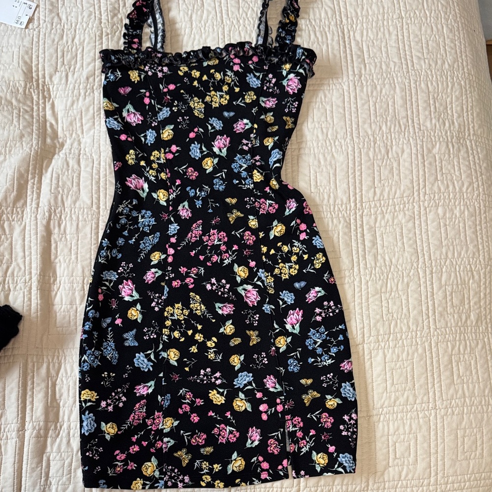 H&M Black Floral Mini Dress